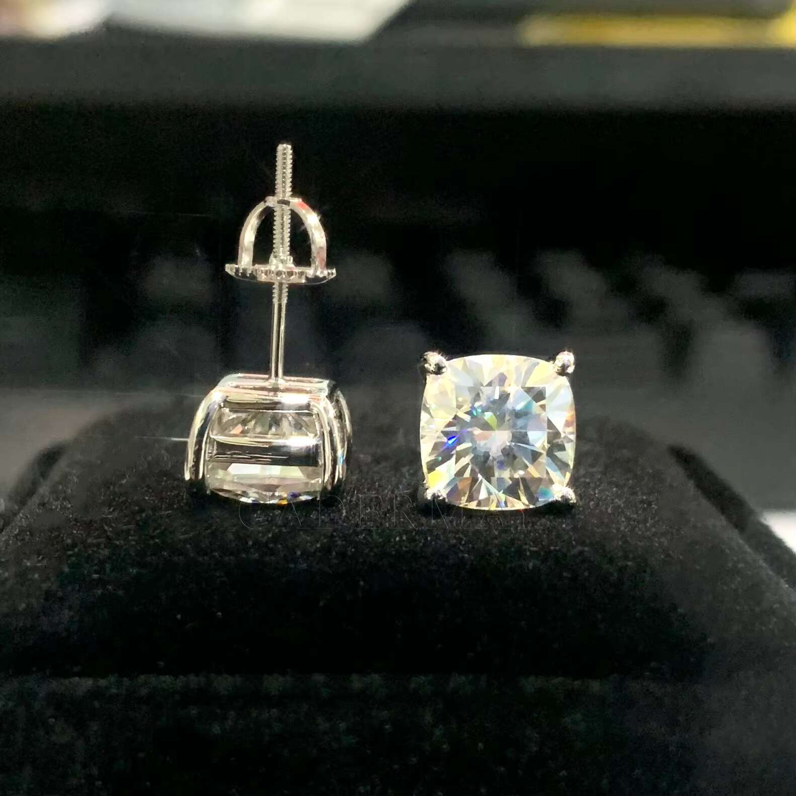 Classic Cushion Cut Moissanite Earrings 3ct Moissanite Diamond 4 Prongs Earrings Synthesis Moissanite Solitaire Stud