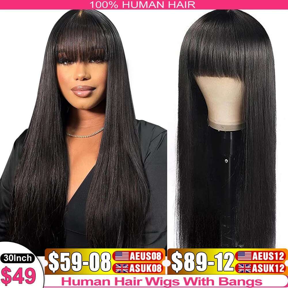 Straight Human With Bangs Full Hine Made Wig Cheap Brazilian Hair Short Bob Density Wigs Tote Bag Tote Bag