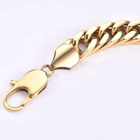 Fashion Stainless Steel Mens Gold Chain Round Cuban Link Chains Bracelet