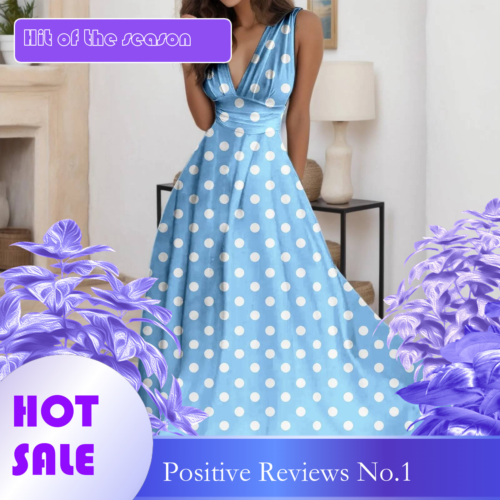 Dongdumaoyi Casual Elegant Sleeveless Dress Summer Retro Dot Print Dresses V Neck Long Skirt Street Fashion Comfortable