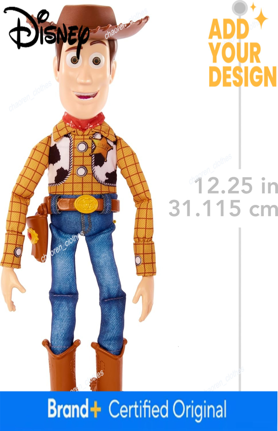 Mattel Disney Pixar Toy Story Talking Woody Action Figure Accessory, Roundup Fun 12-inch Collectible with 30+ Sounds & Phrases