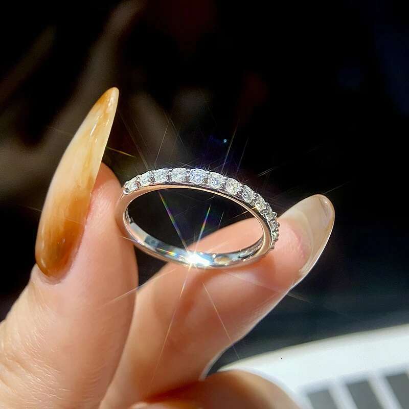 GRA Test Passed Moissanite Ring Matching Wedding Diamond Band for Women 925 Sterling Silver Female Crown Single Tail Ring Jewelr