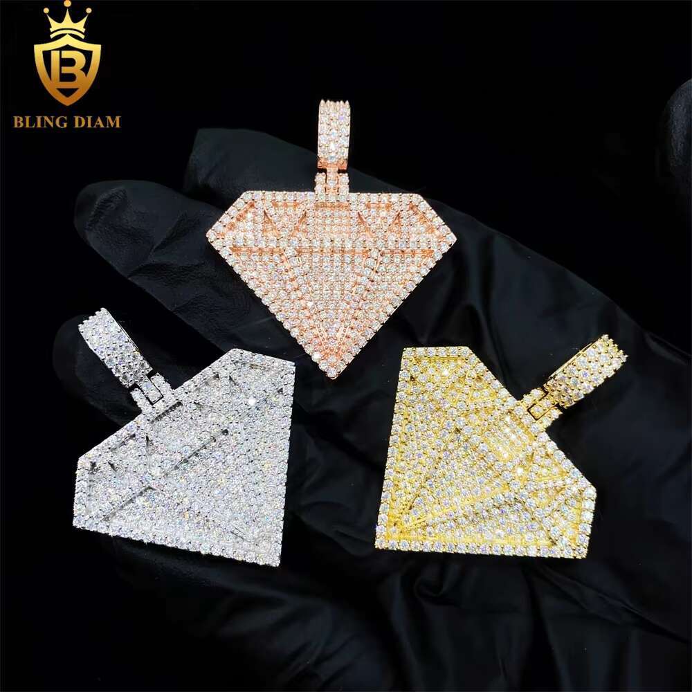 Unique Fashion Jewelry Hip Hop Style Necklace 925 Sterling Silver Vvs Moissanite Diamond Pendant Iced Out