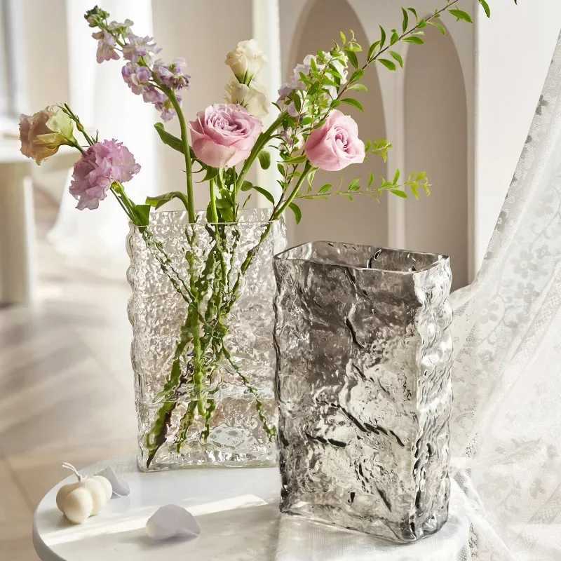 Finnish Glacier Vase Nordic Simple Transparent Glass Flower Hydroponic Decoration Flower Light Luxury Table Flower Arrangement C251124