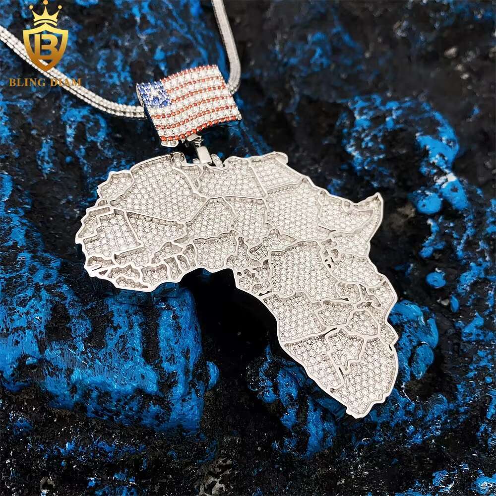 Wholesale United States Map Necklace Diamond Moissanite Initial Pendant 925 Sterling Silver Charm Jewelry Ready to Ship