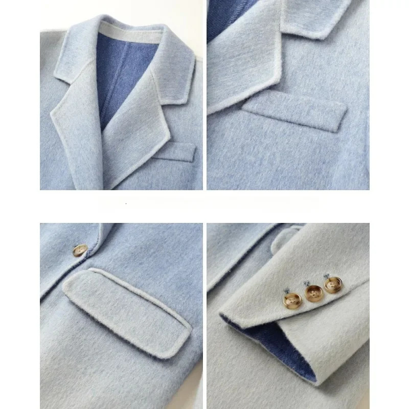High Quality Women Gradient Color woolen cloth Coat Female Temperament Long Below The Knee Outwear Casual Fashion Outcoat 251121