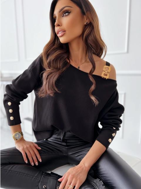 2022 New Fashion Sexy Chain Button Decoration Long Sleeve Top Women