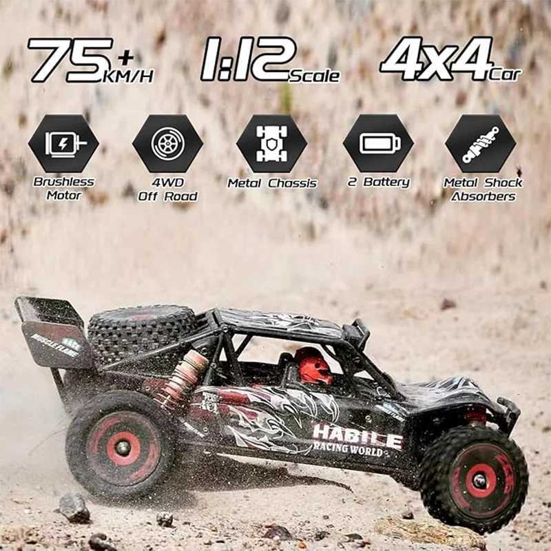 WLtoys 124016V2 Fast RC Car 1/12 Brushless RC Car with Independent ESC for Adults 75km/h Suitable for Outdoors and GiftsW251124