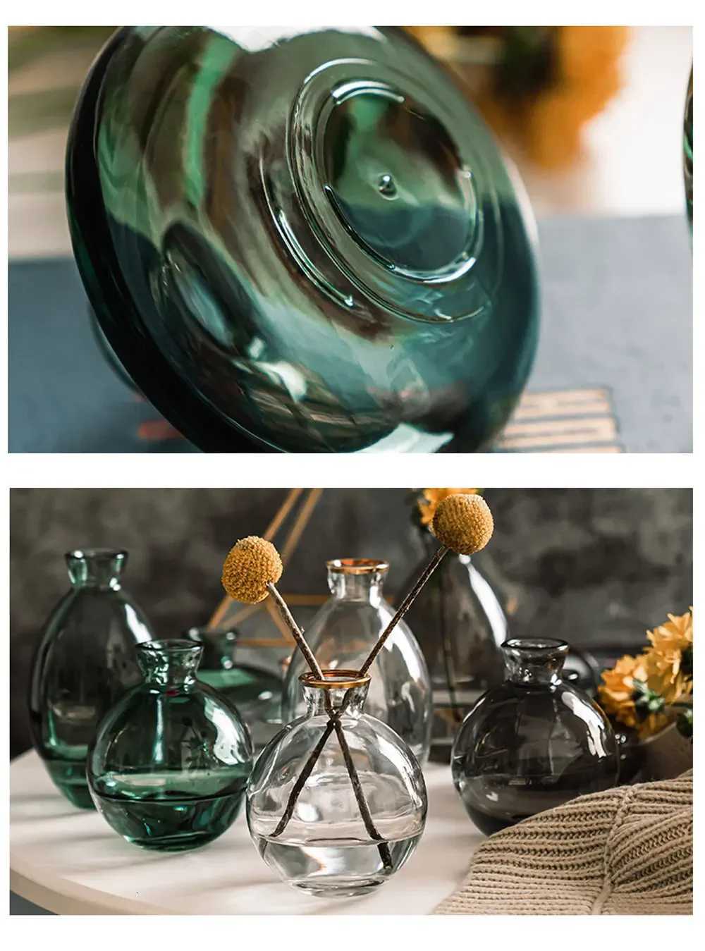 3PCS Creative Mini Vase Set Transparent Glass Home Decoration Design Crafts Desktop Flowers Dried Arrangement Living Room C251124