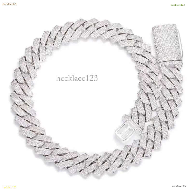 Top quality Moissanite cuban k chain 20mm 4 row full dia ice out vvs pass dias tester stainless steel hiphop men women jewelry bracelet necklace