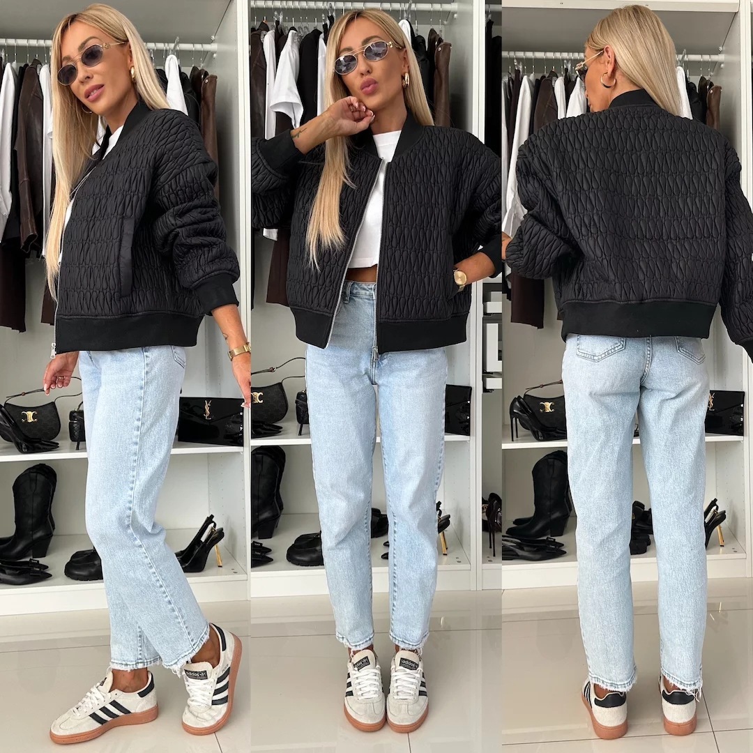 2024 Autumn/Winter New Solid Color Embroidered Short Zipper Jacket Cotton Jacket Womens Wear