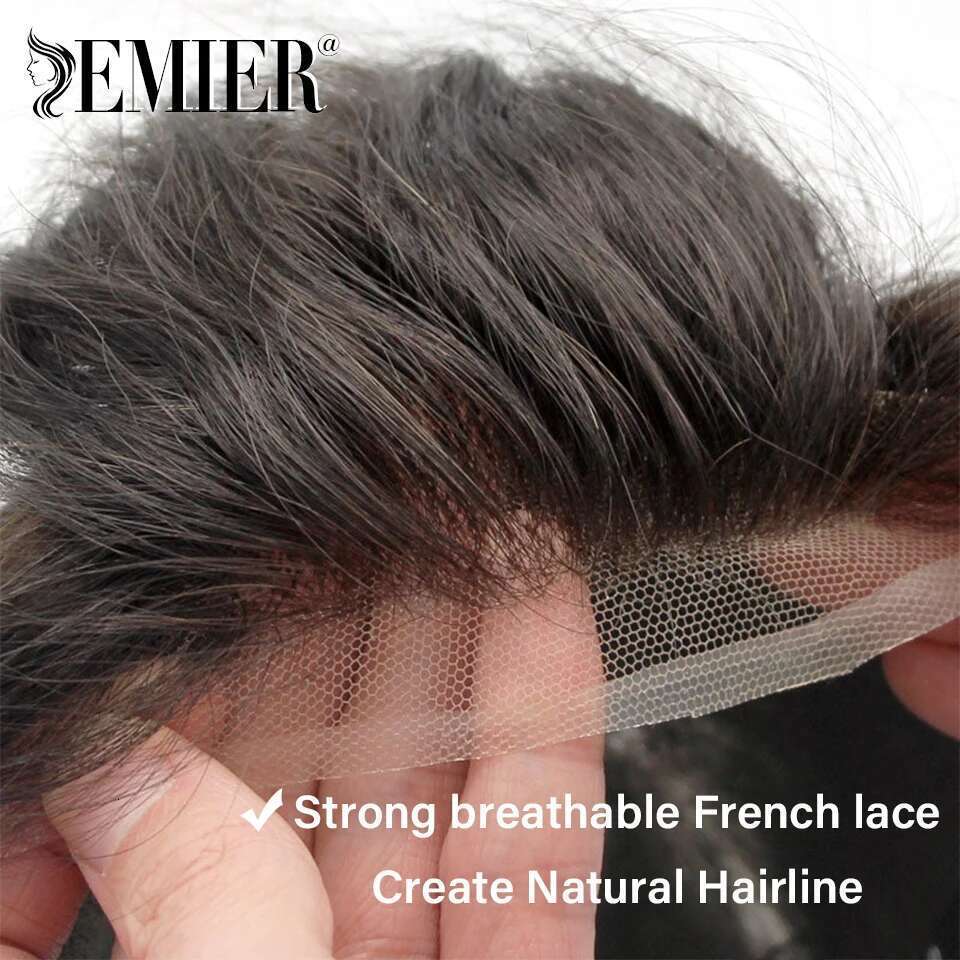 New Full Toupee French Lace Base Human Hair Systems Men's Breathable Male Capillary Prothesis Natural Wig For Men