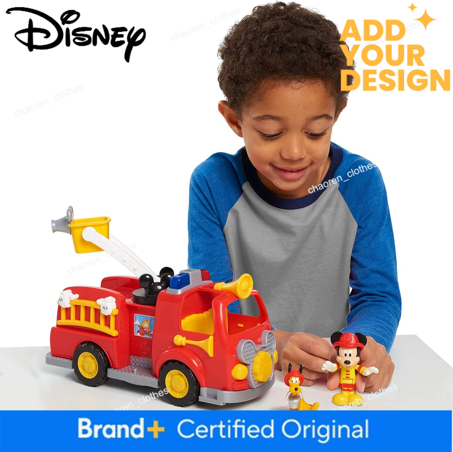 Disney custom Mickey Mouse Mickey Fire Engine Figure Vehicle Playset Lights and Sounds Kids Toys for Ages Up by Just Play