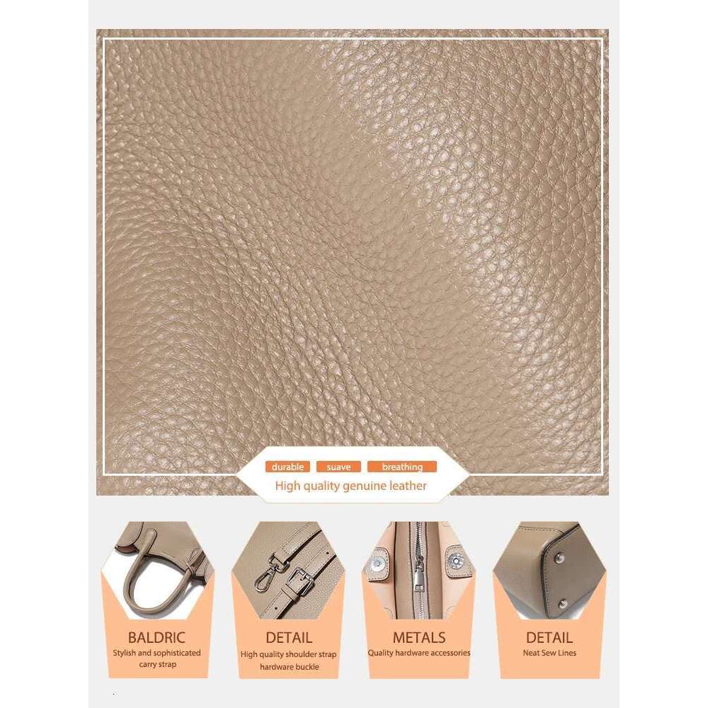 Designer Bag Zency Women's Shoulder Genuine Leather Bag Top Handle Simple Fashion Crossbody Cowhide Bags Satchel Large Capacity