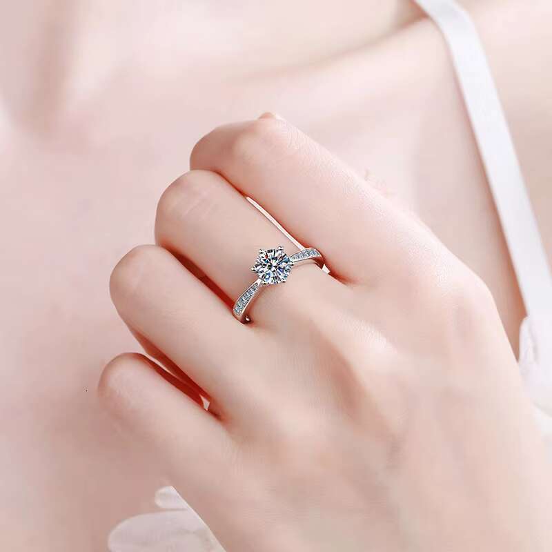 PYQ Luxury 925 Sterling Silver Moissanite Engagement Ring New Model Adjustable Size Jewelry for Women 1ct 2ct