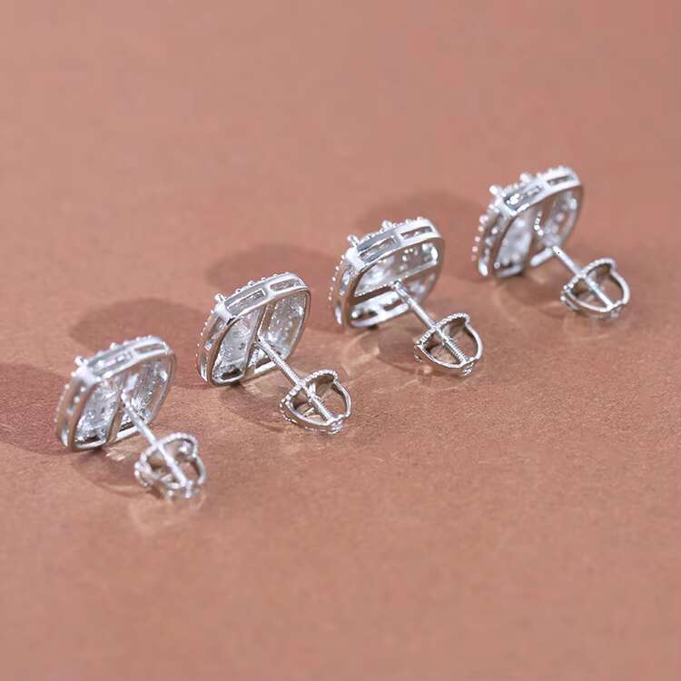 Wholesale Price Trendy Earrings S925 Silver White/rose Gold Plated D Color Vvs Moissanite Women Girl Jewelry Stud