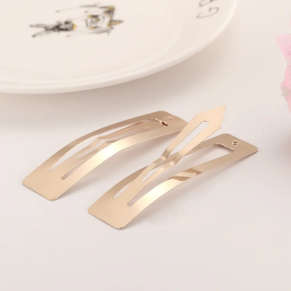 100pcs Stock Rectangle Snap BB Hair Clip 5cm 6cm 7cm 8cm Silver Gold Black Barrettes DIY Hair Pin Headwear Girls Hairgrip 250417
