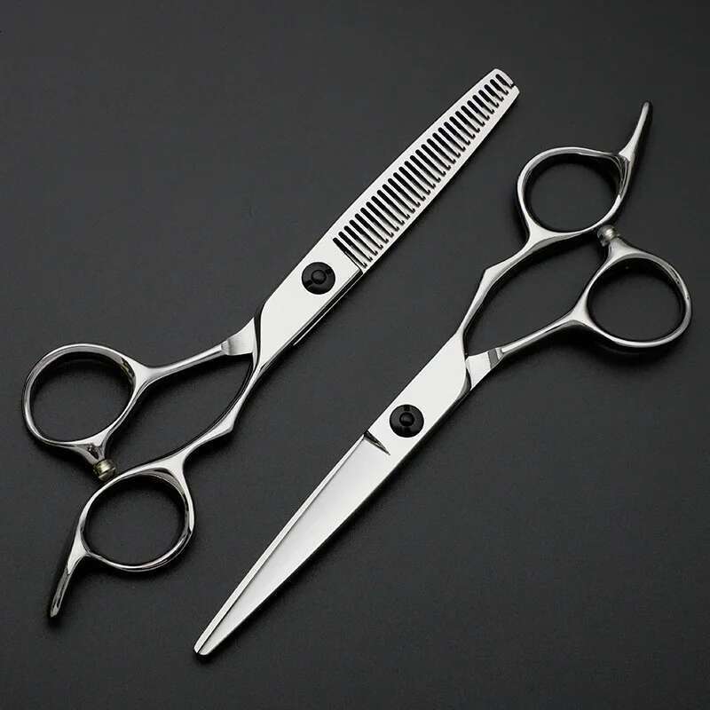 6.0 Inch JP440C Professional Salon Stylist Barber Straight Cut Seamless/V Tooth Hair Haircut Scissors Set