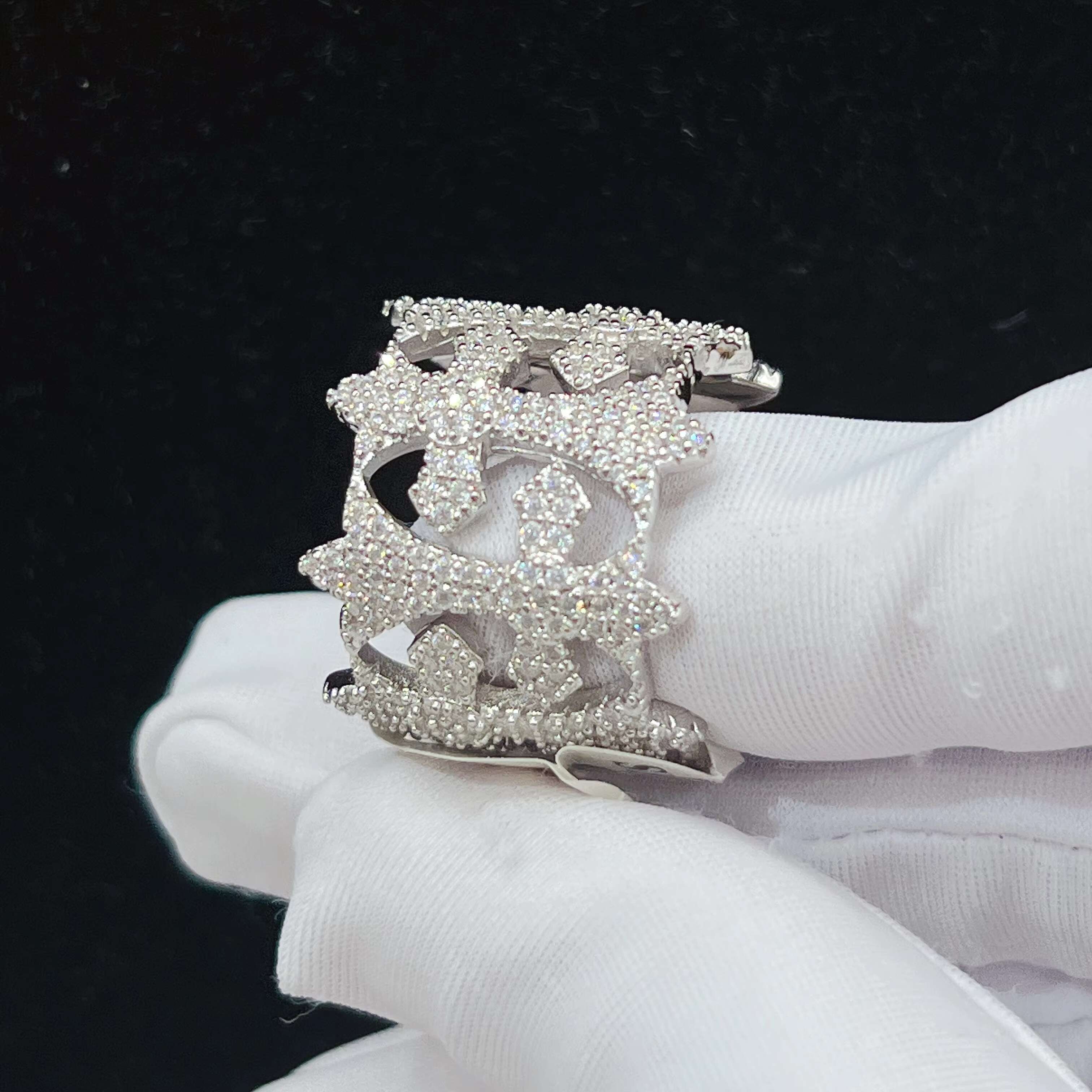 Wholesale Price New Design Fashion Fine Jewelry Ring Sterling Silver VVS Moissanite S925 Hip Hop Rings