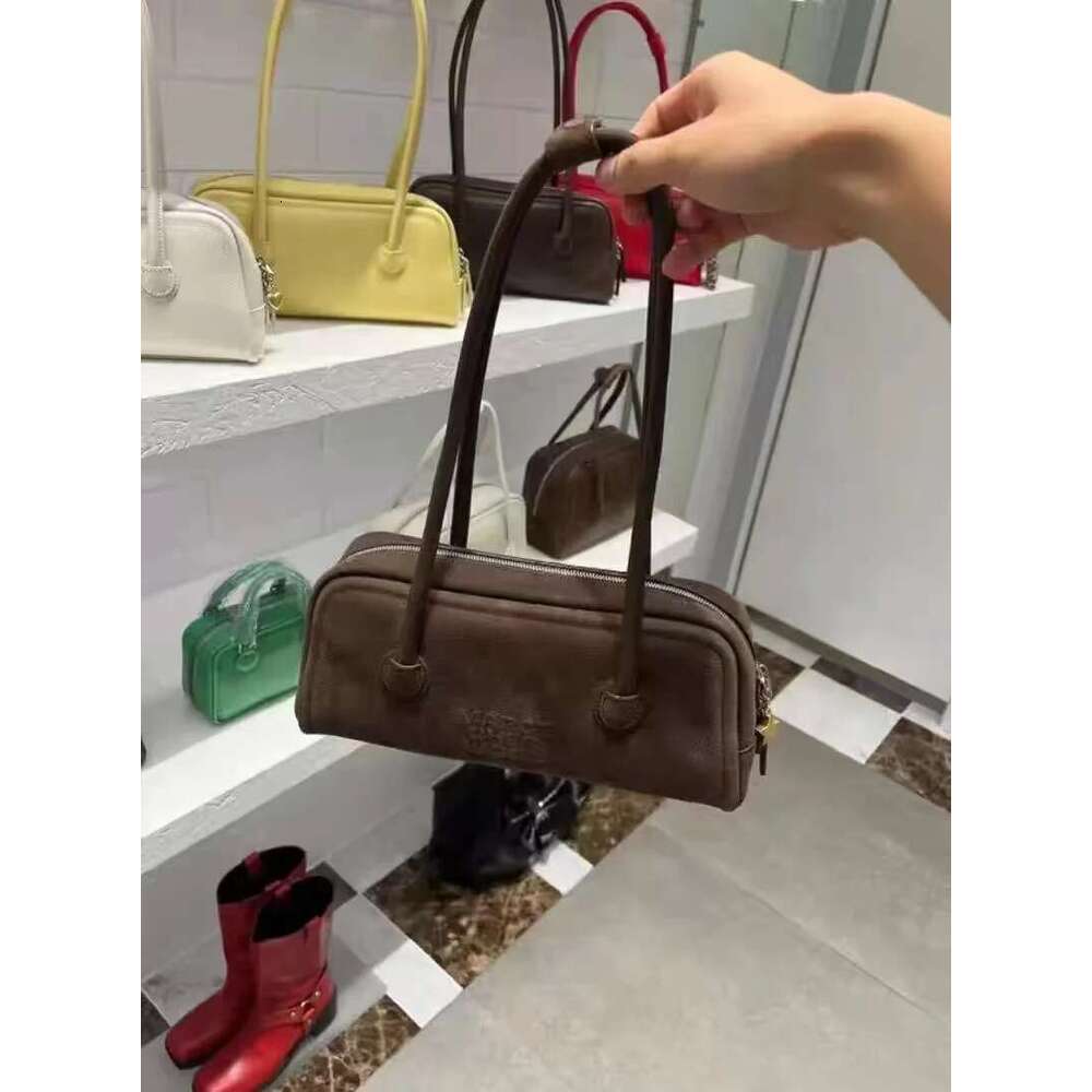 Original Korean Marge Niche Designer Suede Boston Pillow Bag Cross-Body Sherwood Handbag