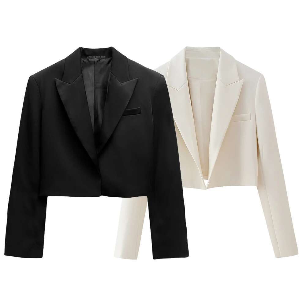 Designer Clothes Spring New Women's Casual Versatile Fit Solid Color Buckle Free Long Sleeved Short Suit Coat