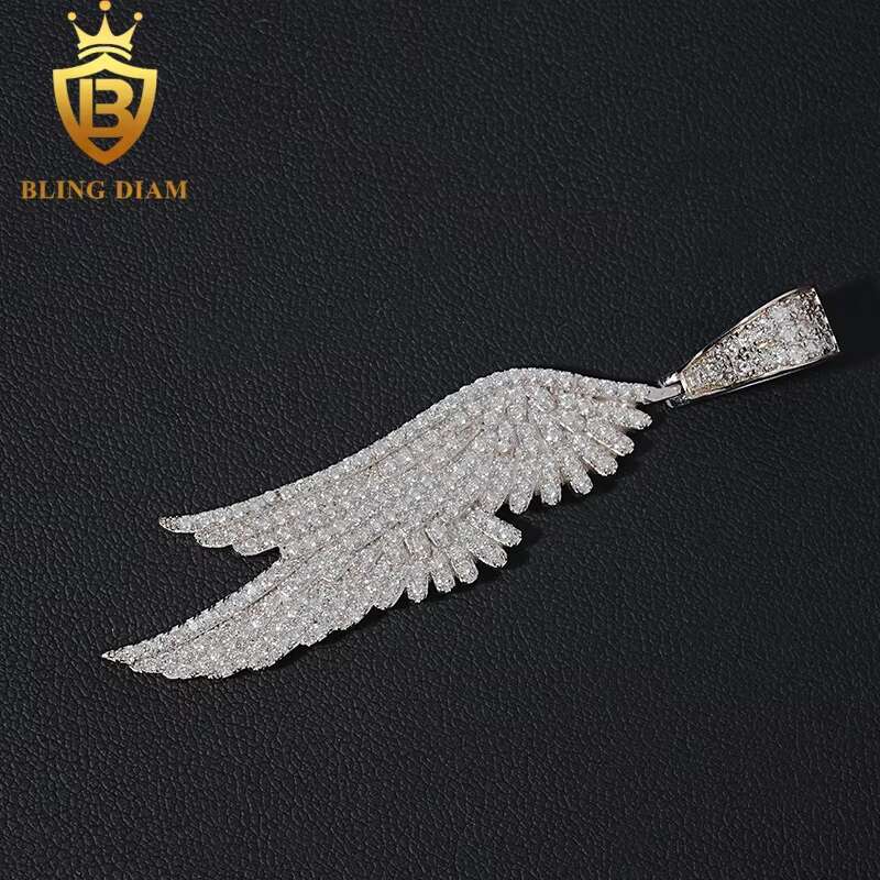 Wholesale Price Wing Pendant Hip Hop Fine Jewelry Vvs Moissanite Iced Out 925 Silver Charm Pendants