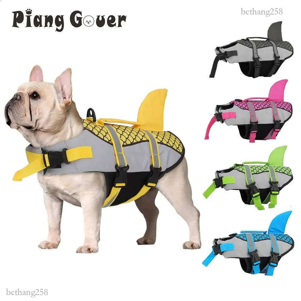 Scales Shark Swim Dog Clothes Life Jacket Vest Harness Pet Swimming Summer Swimwear 240722