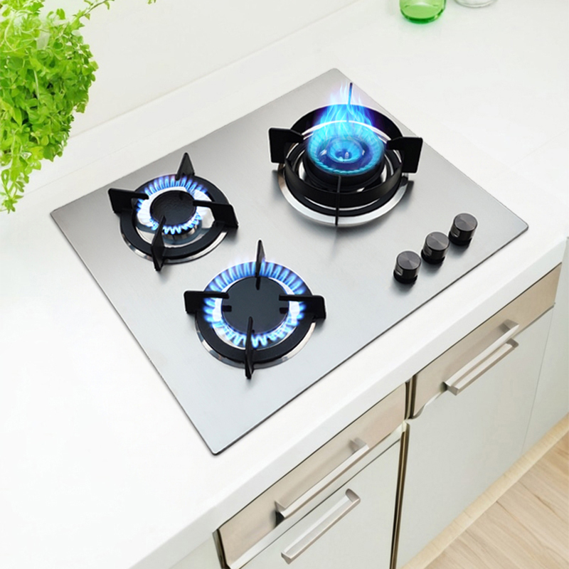 Stainless steel 301 three-eye cooker household European style multi-head square cooker natural gas embedded gas wall-hung boiler