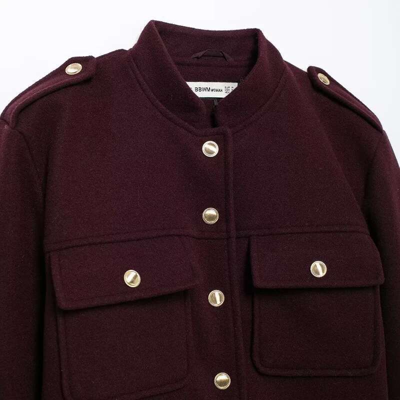 Designer Clothes Willshela Women Fashion With Pockets Wine Red Single Breasted Jackets Vintage O-Neck Long Sleeves Female Chic Lady Outfits