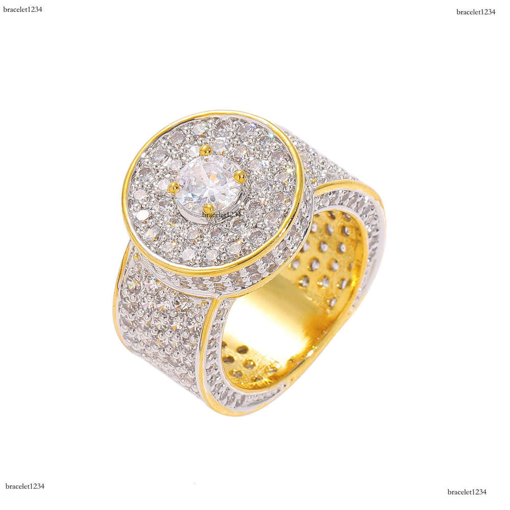 Luxury designer Hip-hop Men's oversize with real gold plating and micro-inlaid ice out VVS Moissanite, hip-hop rings for men and women