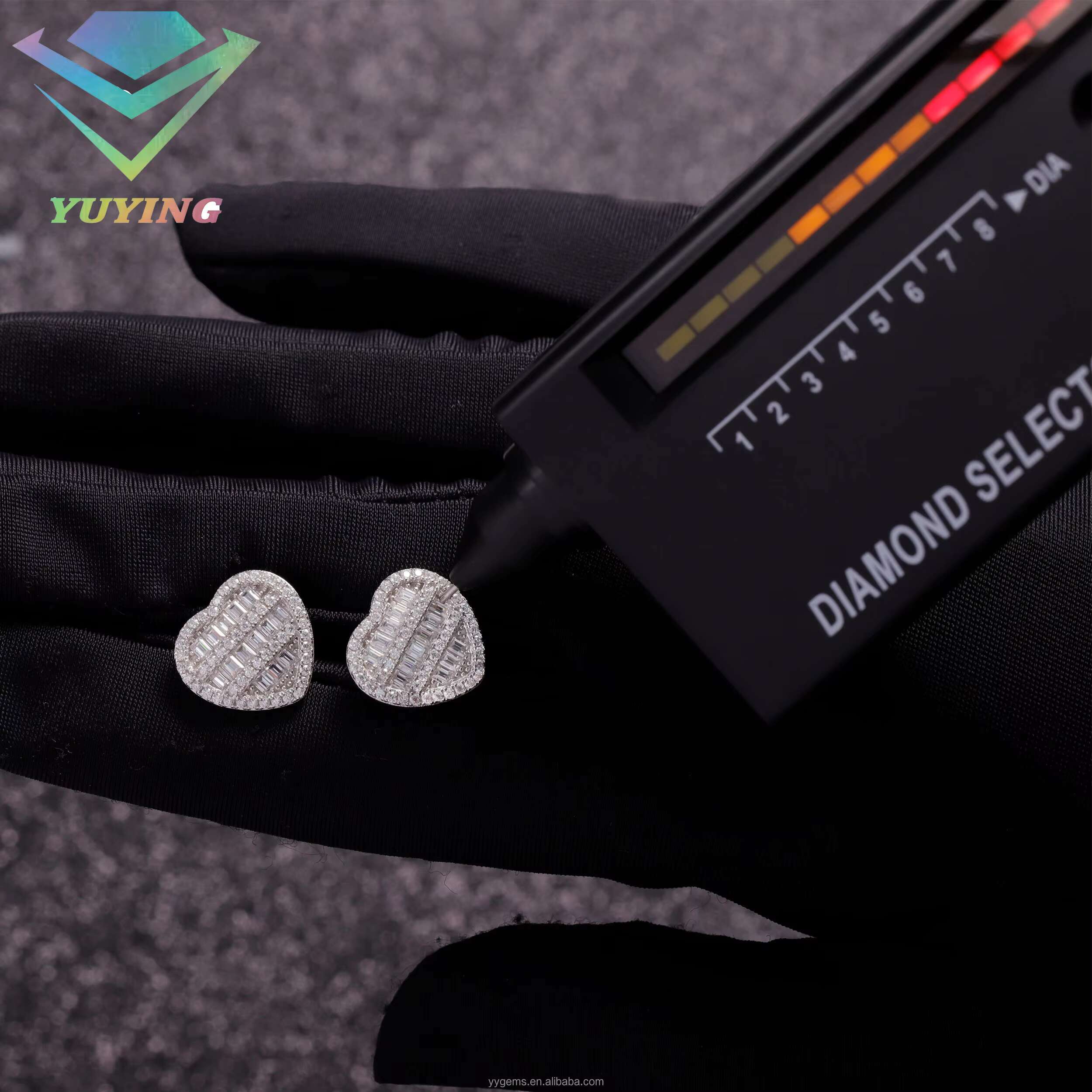 Beautiful Earrings Stud White Gold Plated S925 Silver baguette Moissanite Diamond Stone for Women Men Jewelry Stud