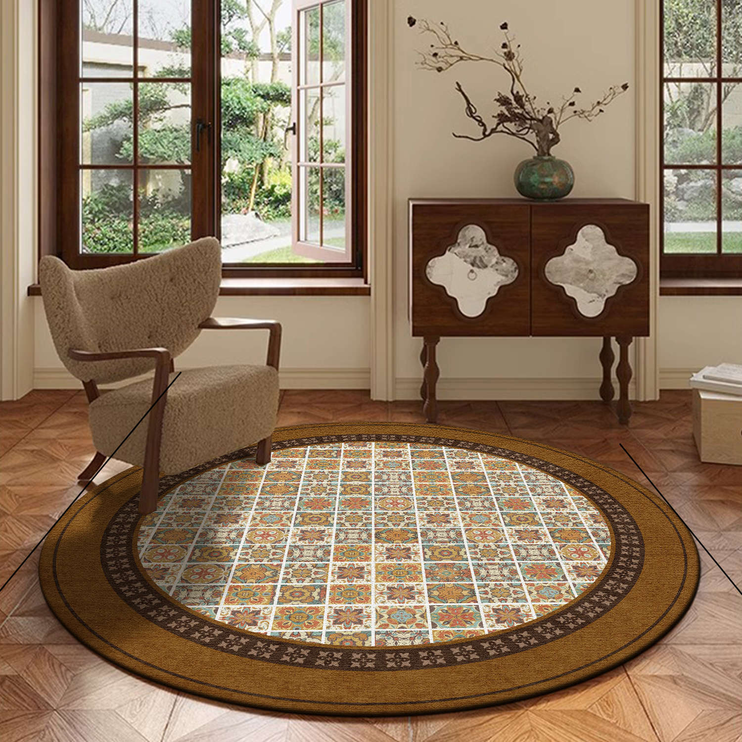 Round Living Room Carpet Sofa Coffee Table Mat High-grade Bedroom Cloakroom Bedside Floor Mat