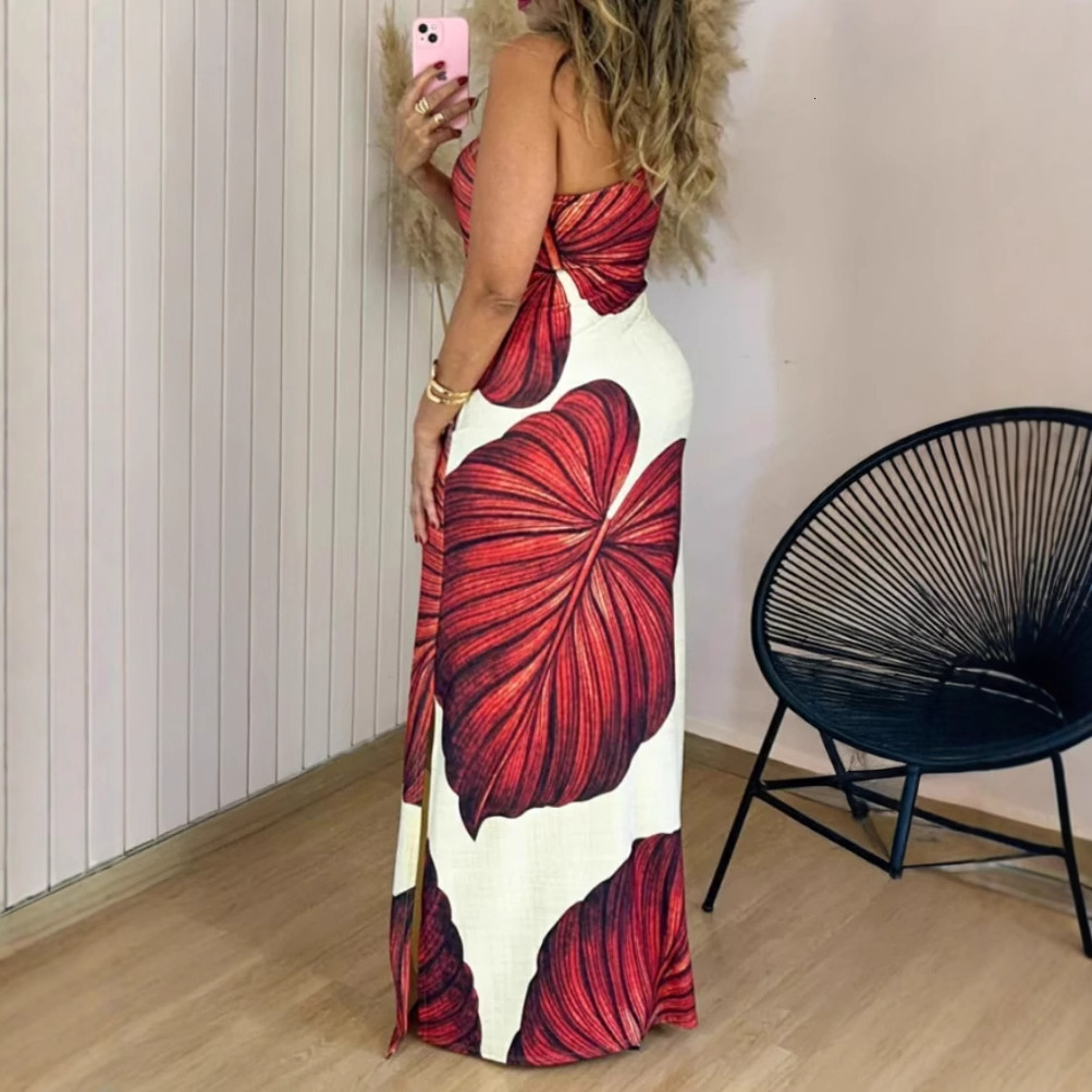 2025 summer new printed fashionable temperament sleeveless womens clothing sexy slim fit dress for women