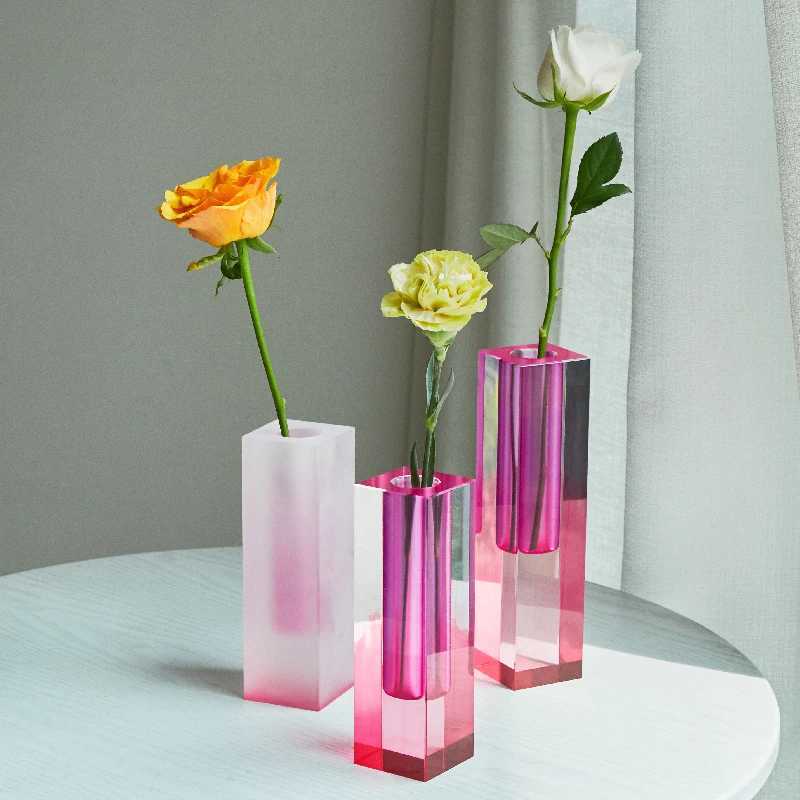 Acrylic Pillar Bud Vase Tabletop Glass Vases Luxury Decorative Crystal Nordic Room Decoration Home Decor Home Vase C251124