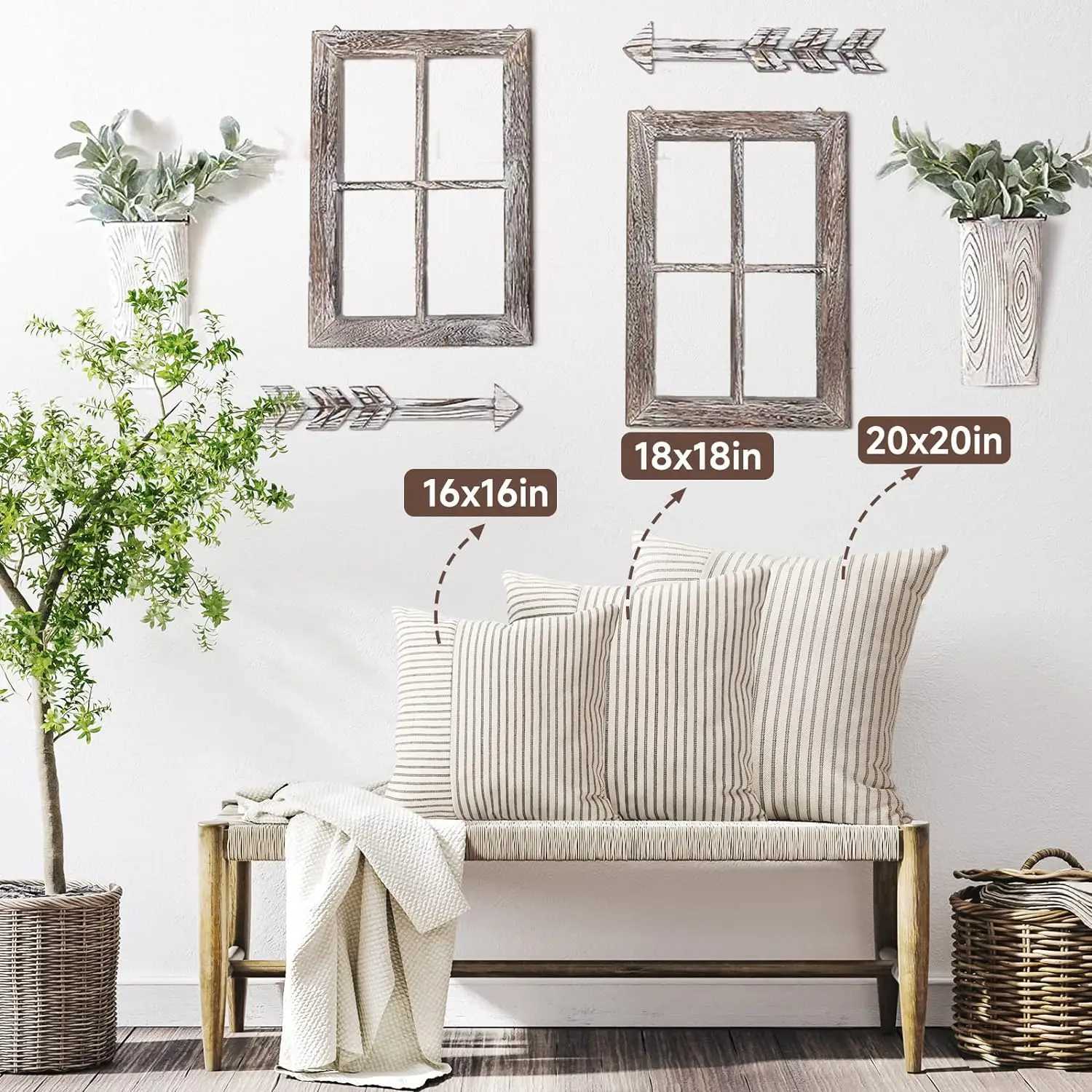 Modern Striped Pillow Covers 18x18 Square Throw Pillow Cover Patchwork Linen Decorative Pillow Cushion Cover Home Decor for Sofa G251124