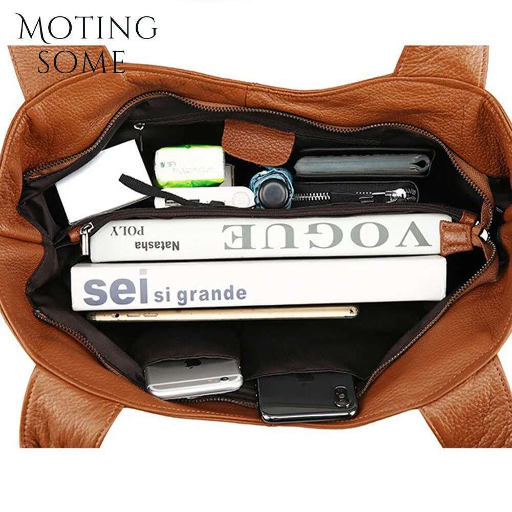 Designer Bag Motingsome Full Grain Cowhide Women Handbag Designer Bags Shoulder Multi-Pocket Roomy Casual Tote Holiday Travel Bag