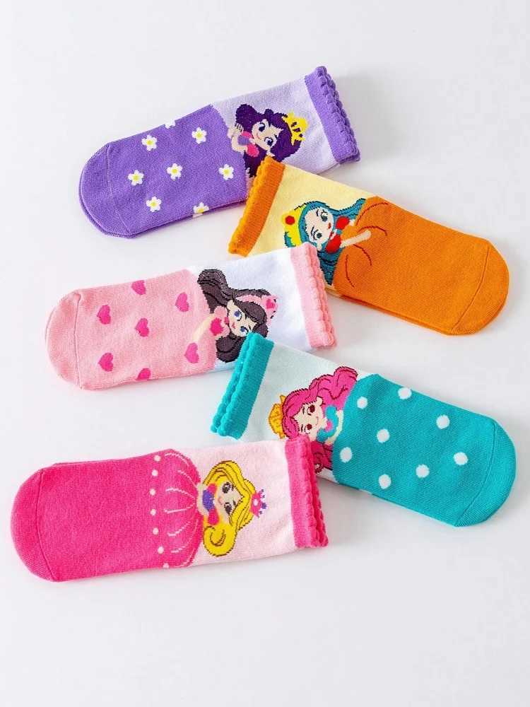 5 Pairs of Kidsrens SOCKS Autumn and Winter Baby Cute Princess SOCKS Spring and Summer Girls Can Wear Soft Mid-calf SOCKS G251124