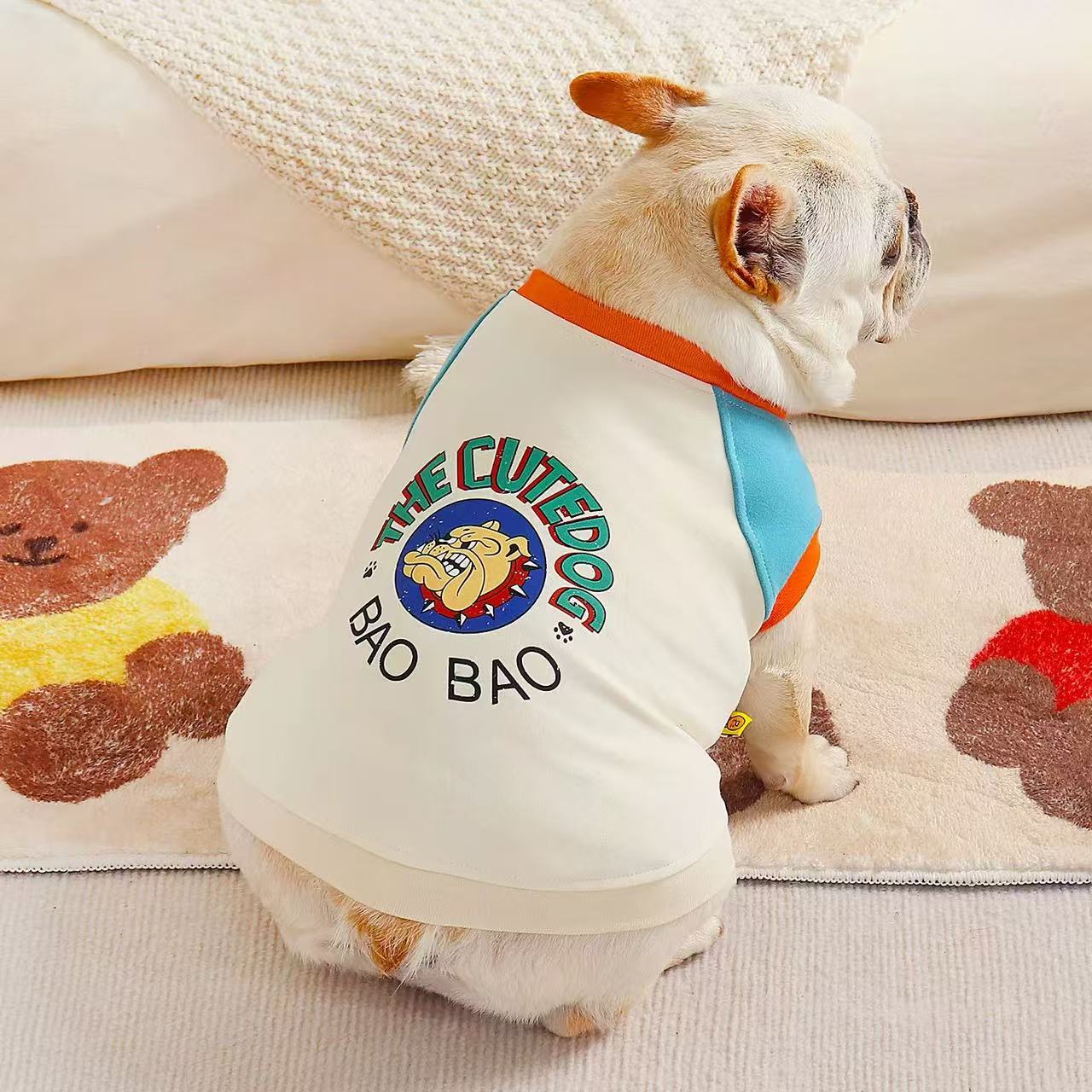 T00052Cute French bulldog vest elastic breathable dog clothes spring and autumn new pet pug bichon clothes autumn thin style
