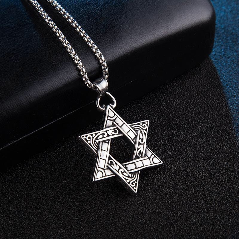 Top Source Wang Yibo's Same Style Hexagram Star Necklace Men, Hip Hop Street Trampoline, Trendy Pendant for Women, Sweater Chain, Accessories, Co
