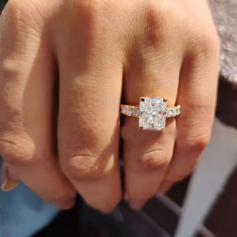 4.57 CT Radiant Brilliant Cut Classic Lab Diamond Engagement Ring Moissanite Ring Certificate