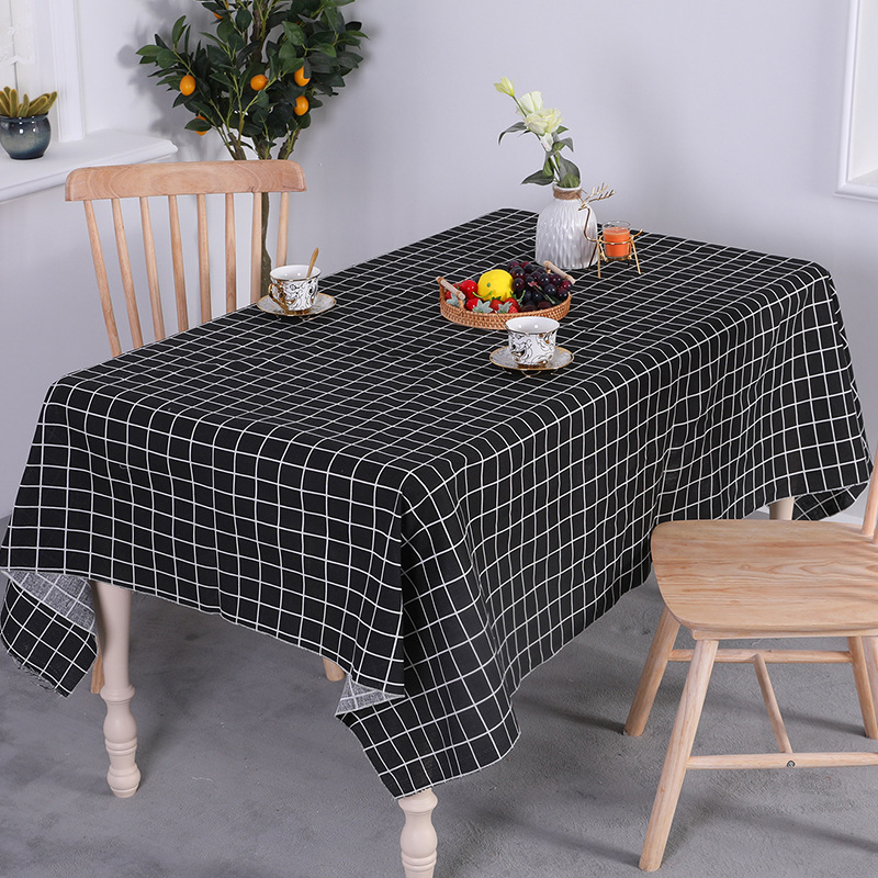 Simple and fresh cotton and linen checkered tablecloth, dining table fabric, home use, tablecloth, placemat YCD401