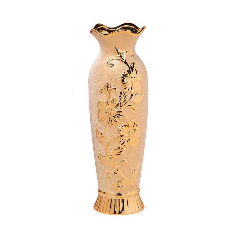 Luxury Europe Gold-Plated Ceramic Vase Home Decor Creative Design Porcelain Decorative Flower Vase For Wedding Decoration C2511245