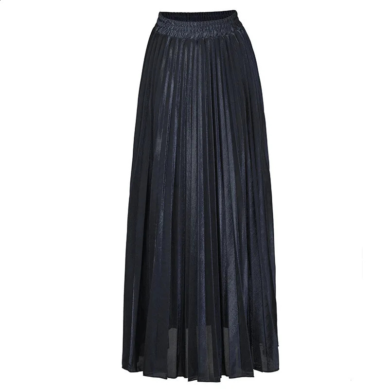 Check Skirt Pleated Maxi Skirt High Waist Harajuku Large Swing Gold Long Skirts For Women XXL Saias 250421
