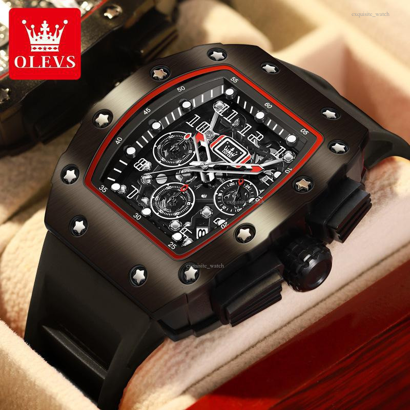OLEVS Luxury Outdoor Sports Multi-functional Watches Bucket-shaped Quartz Watches Water-resistant Men's Watches Designer Watches Free Delivery An