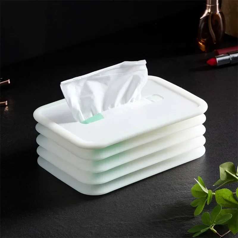 Creative Silicone Folding Lifting Luminous Tissue Box Automatically Presses Down for Home Car Tissue BoxM251124