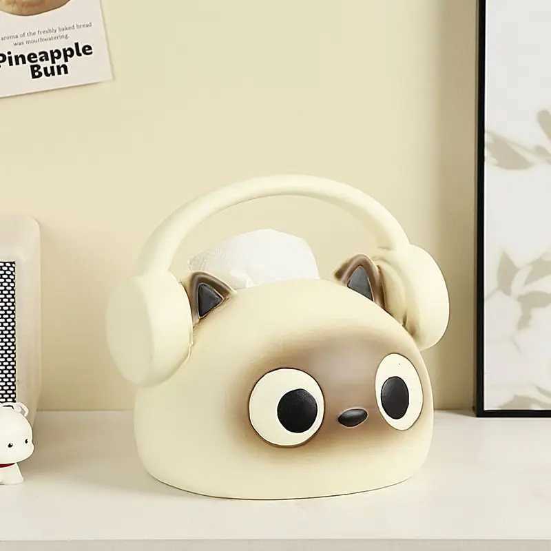 Headphones Siamese Cat Tissue Box Living Room Light Luxury High-end Creative Paper Box Cute Style Tissue Boxes Nordic KitchenM251124