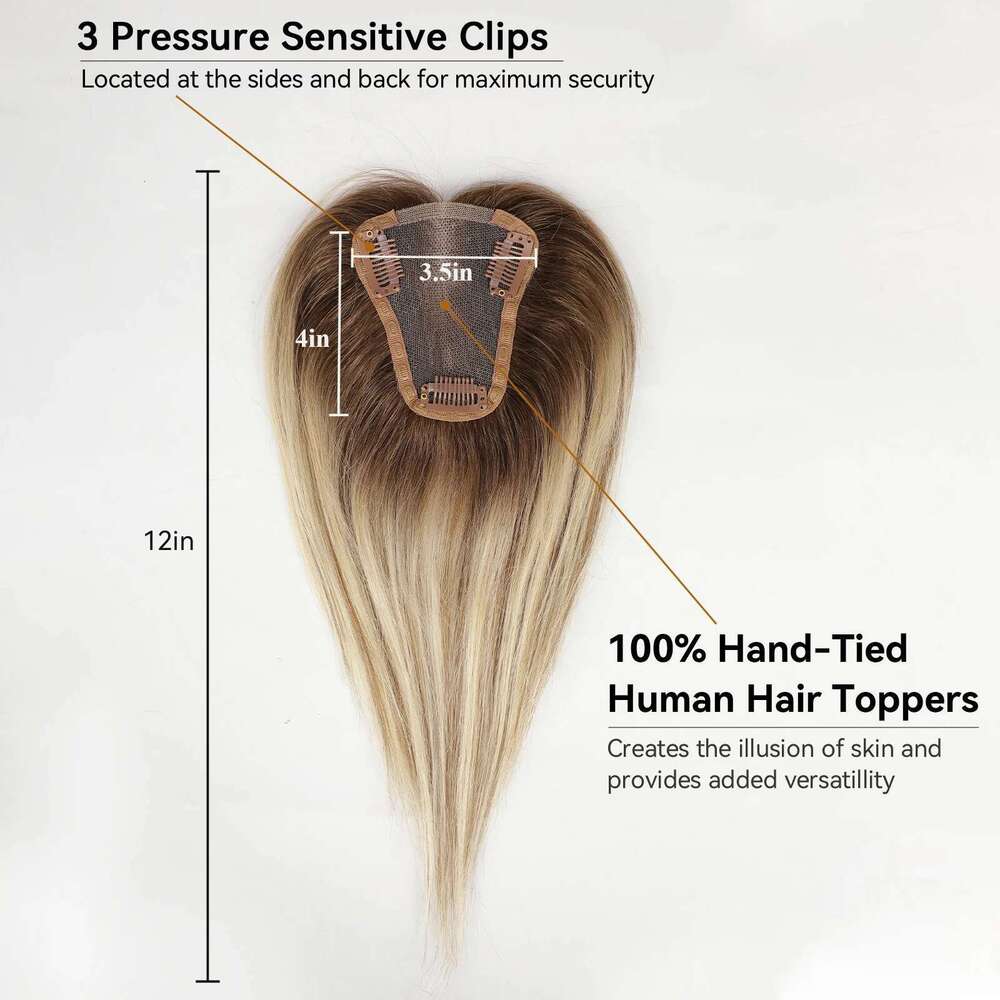 Toppers Middle Part Women Topper With Lace Base Clip In Hair Extensions Blonde Balayage Brown Human Hairpieces