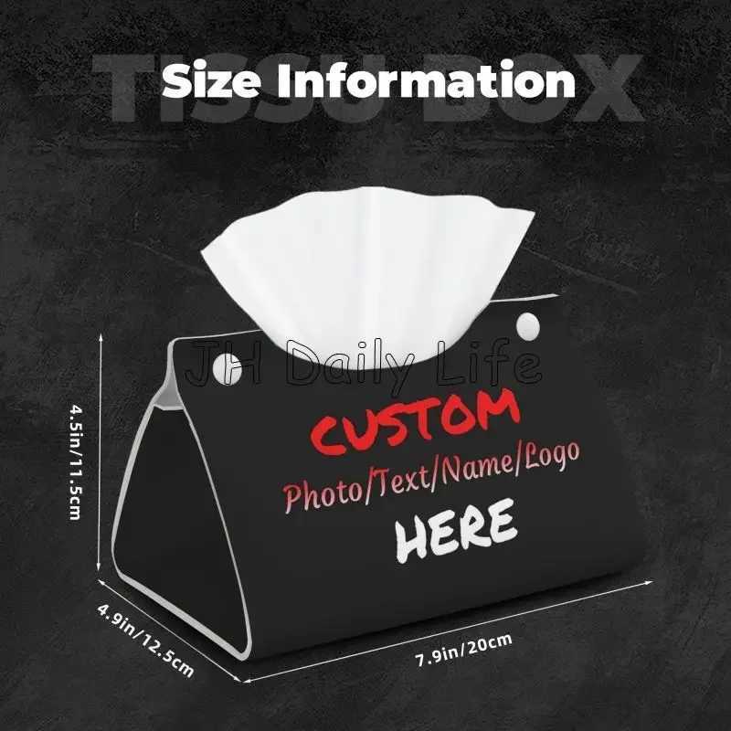 Custom Your Photo Text Design Tissue Box Cover PU Leather Tissue Box Holder Personalized Tissue Box Holder Modern Home DecorM251124