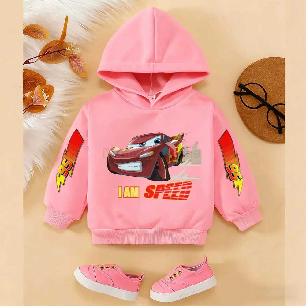 Disney 2025 Spring and Autumn Childrens Girls and boys Hoodie Classic Car Lightning McQueen Unisex Cartoon Pullover Sweatshirt H251124