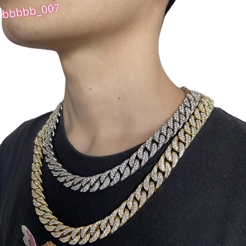 Fashionable Ins Style Cuban Diamonds Chain Hip-Hop Trendy Male Cuban Chain Necklace